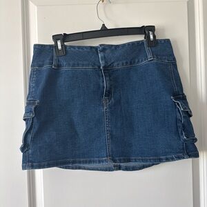 Denim Cargo Mini Skirt - Classic Blue